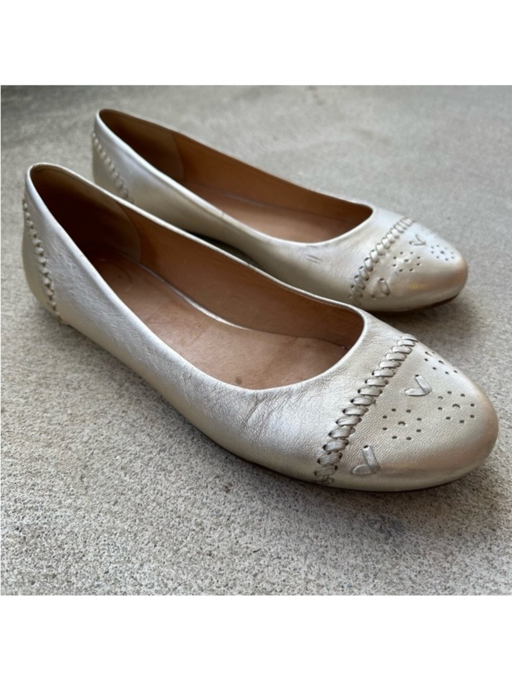 Jack Rogers Delfino Gold Braided Ballet Flats Size 9 Champagne Metallic Shoes